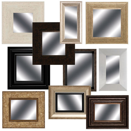 Set of Ten Brown And White Square And Rectangle Framed Mirror Set HomeRoots