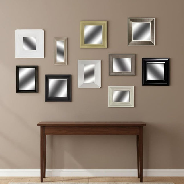 Set of Ten Brown And White Square And Rectangle Framed Mirror Set HomeRoots