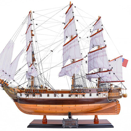 26" Brown Solid Wood Hand Painted Model Boat