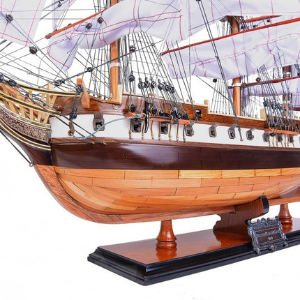 26" Brown Solid Wood Hand Painted Model Boat HomeRoots