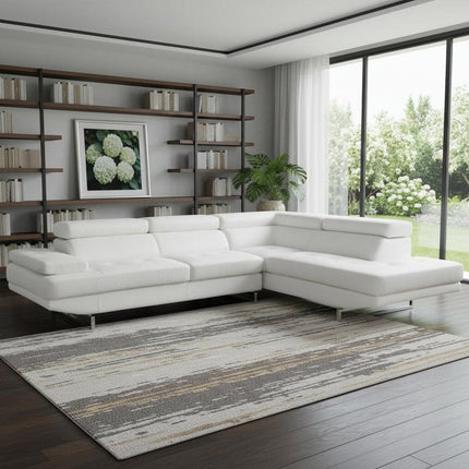 White Leather L Shaped Two Piece Corner Sectional HomeRoots