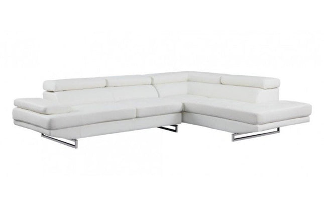 White Leather L Shaped Two Piece Corner Sectional HomeRoots