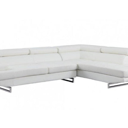 White Leather L Shaped Two Piece Corner Sectional HomeRoots
