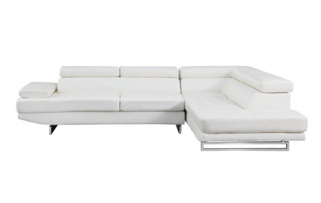 White Leather L Shaped Two Piece Corner Sectional HomeRoots
