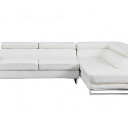 White Leather L Shaped Two Piece Corner Sectional HomeRoots
