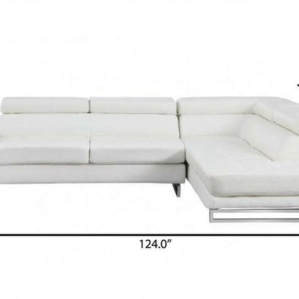White Leather L Shaped Two Piece Corner Sectional HomeRoots
