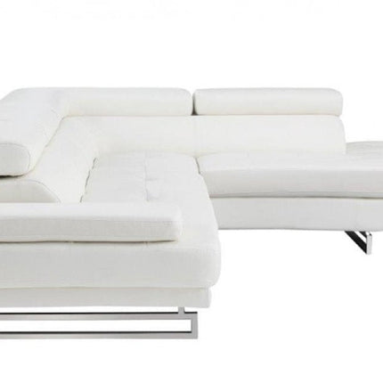 White Leather L Shaped Two Piece Corner Sectional HomeRoots