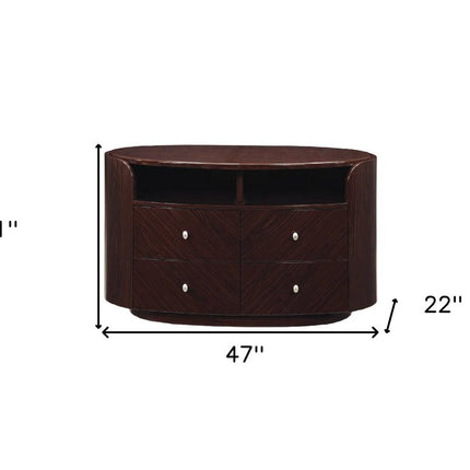 47" Dark Brown Cabinet Enclosed Storage TV Stand HomeRoots