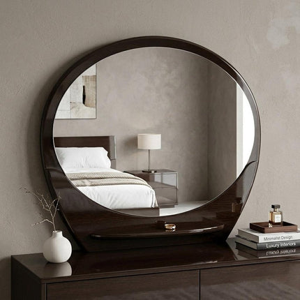 39" Brown Oval Wood Framed Mounted Dresser Mirror HomeRoots