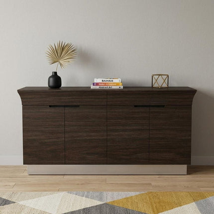 70" Dark Brown Two Drawer Buffet Table with Four Doors HomeRoots