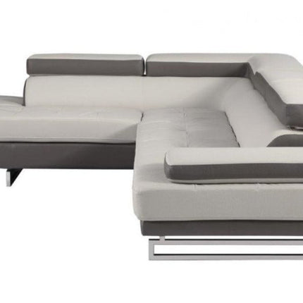 White Leather L Shaped Two Piece Corner Sectional HomeRoots