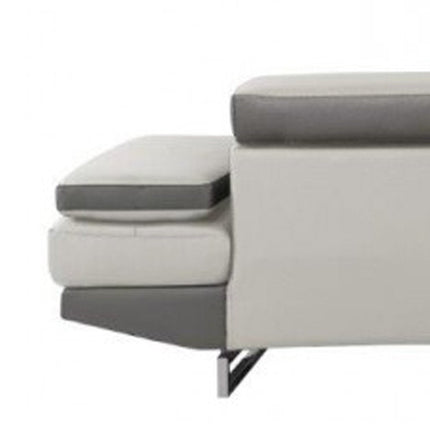 White Leather L Shaped Two Piece Corner Sectional HomeRoots