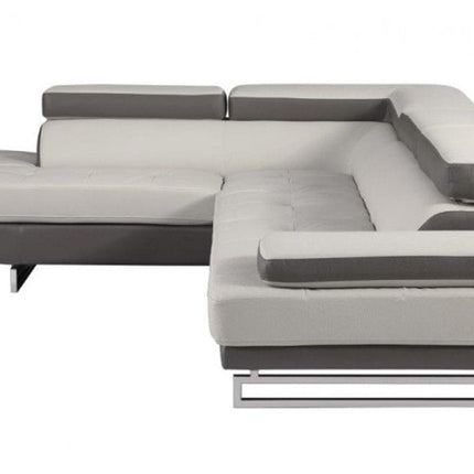 White Leather L Shaped Two Piece Corner Sectional HomeRoots