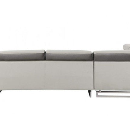 White Leather L Shaped Two Piece Corner Sectional HomeRoots
