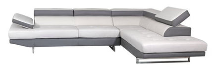 White Leather L Shaped Two Piece Corner Sectional HomeRoots
