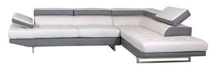 White Leather L Shaped Two Piece Corner Sectional HomeRoots