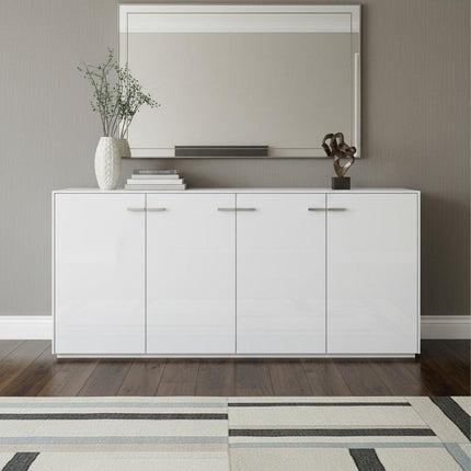 72" White Buffet Table with Four Doors HomeRoots