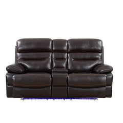 78" Brown Faux Leather Power Reclining Love Seat With Storage HomeRoots
