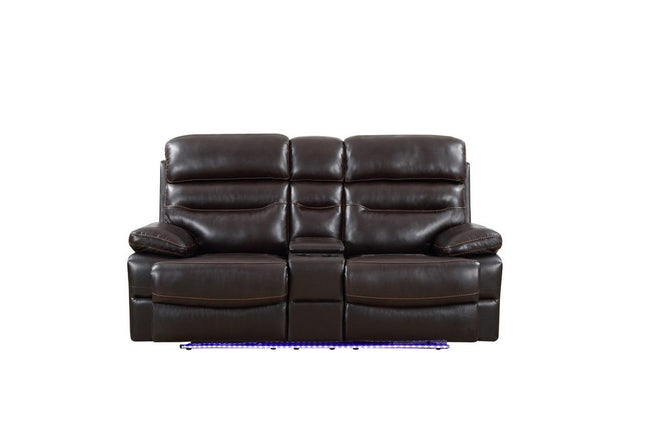 78" Brown Faux Leather Power Reclining Love Seat With Storage HomeRoots