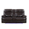 78" Brown Faux Leather Power Reclining Love Seat With Storage HomeRoots