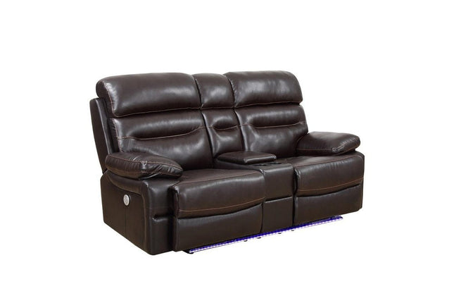 78" Brown Faux Leather Power Reclining Love Seat With Storage HomeRoots
