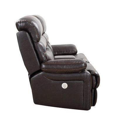 78" Brown Faux Leather Power Reclining Love Seat With Storage HomeRoots