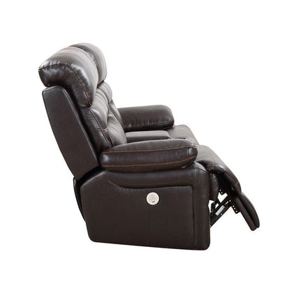 78" Brown Faux Leather Power Reclining Love Seat With Storage HomeRoots