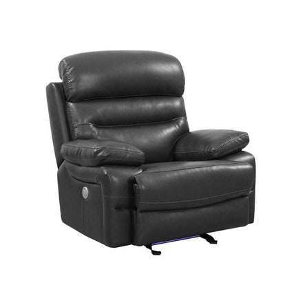 43" Grey Faux Leather Power Recliner Chair HomeRoots