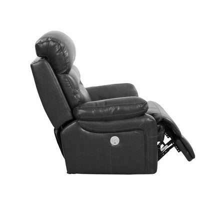43" Grey Faux Leather Power Recliner Chair HomeRoots