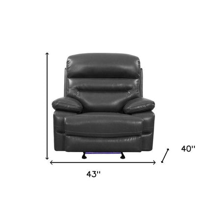 43" Grey Faux Leather Power Recliner Chair HomeRoots