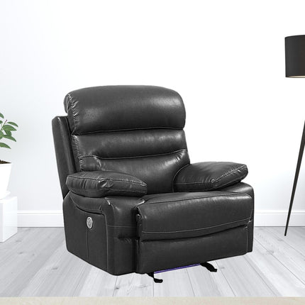 43" Grey Faux Leather Power Recliner Chair HomeRoots