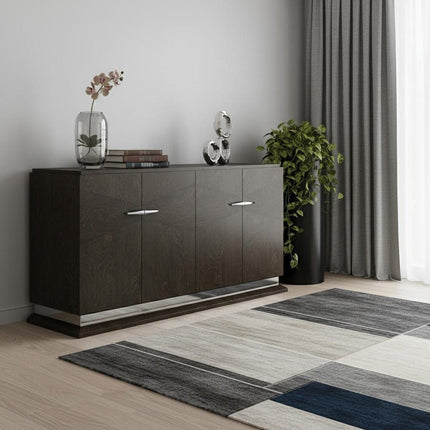 72" Gray Two Drawer Buffet Table Soft Close with Four Doors HomeRoots