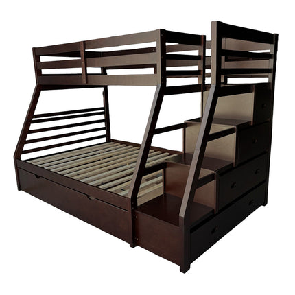 ACME 37015 Jason Twin/Full Bunk Bed with Storage Ladder & Trundle, Espresso (1Set/4Ctn)