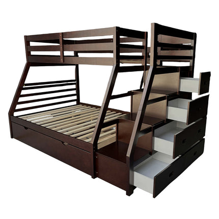 ACME 37015 Jason Twin/Full Bunk Bed with Storage Ladder & Trundle, Espresso (1Set/4Ctn)