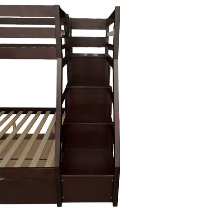 ACME 37015 Jason Twin/Full Bunk Bed with Storage Ladder & Trundle, Espresso (1Set/4Ctn)