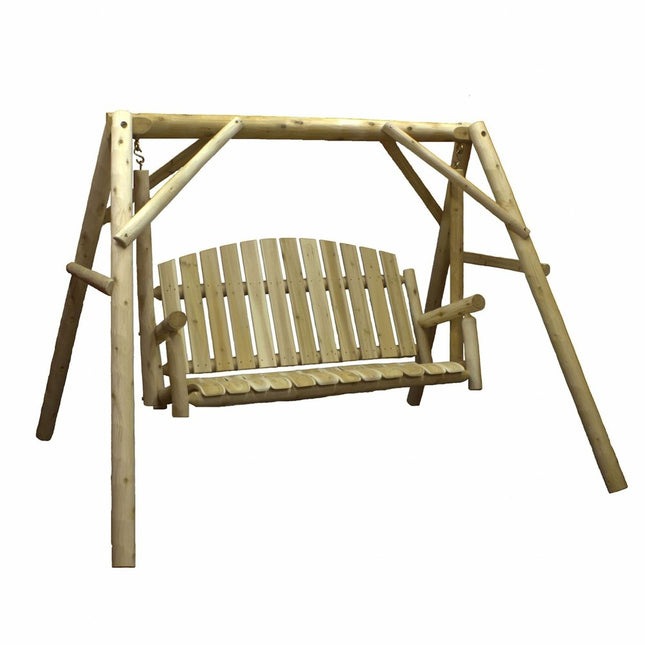 87" Natural Solid Wood Swing Chair HomeRoots