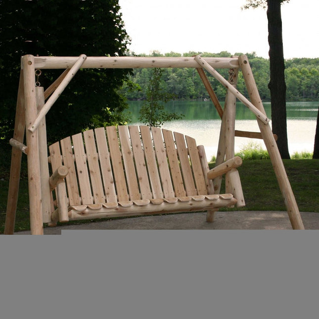 87" Natural Solid Wood Swing Chair HomeRoots