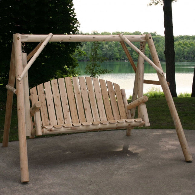 87" Natural Solid Wood Swing Chair HomeRoots