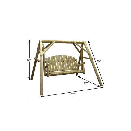 87" Natural Solid Wood Swing Chair HomeRoots