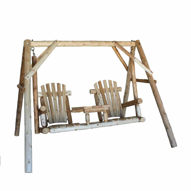 87" Natural Solid Wood Swing Chair HomeRoots