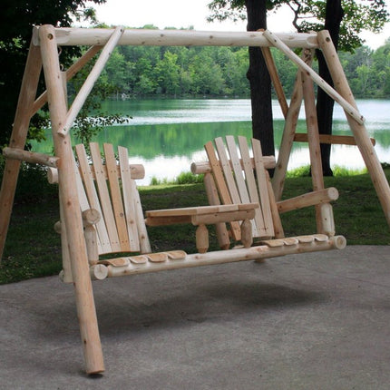 87" Natural Solid Wood Swing Chair HomeRoots
