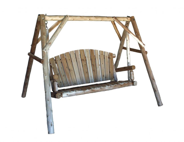 87" Natural Solid Wood Swing Chair HomeRoots