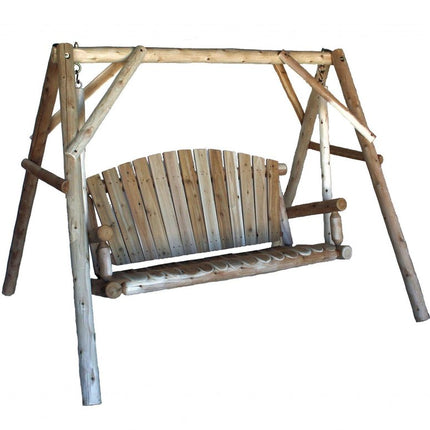 87" Natural Solid Wood Swing Chair HomeRoots