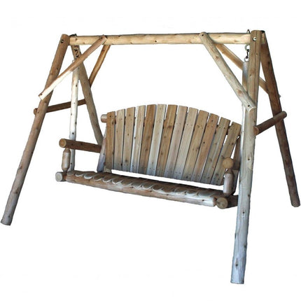 87" Natural Solid Wood Swing Chair HomeRoots