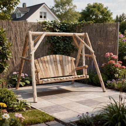 87" Natural Solid Wood Swing Chair HomeRoots