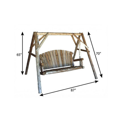 87" Natural Solid Wood Swing Chair HomeRoots