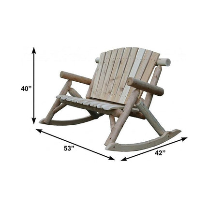 53" X 42" X 40"  Natural Wood Rocking Loveseat HomeRoots