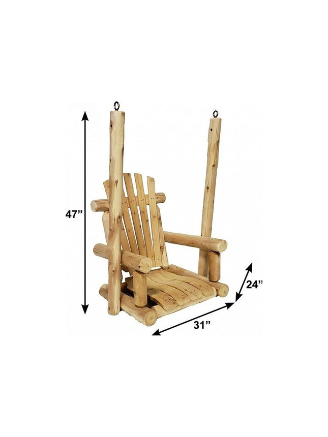 31" Natural Unfinished Solid Wood Outdoor Swing Chair HomeRoots
