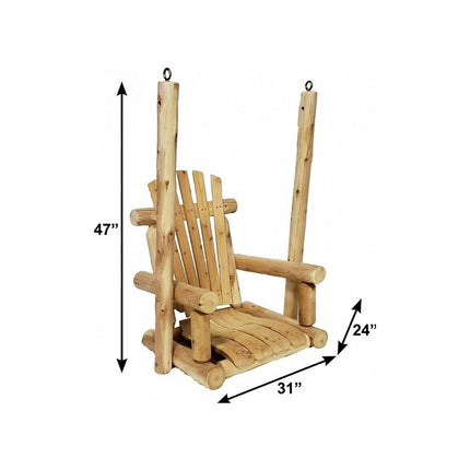 31" Natural Unfinished Solid Wood Outdoor Swing Chair HomeRoots