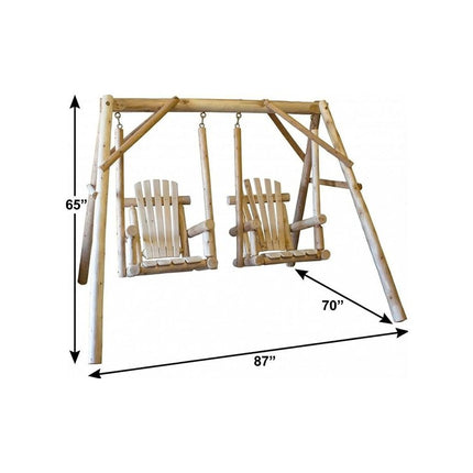 87" Natural Solid Wood Outdoor Double Swing Chair HomeRoots